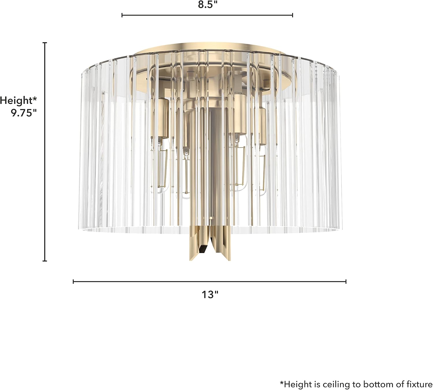 Hunter - Gatz 4-light Alturas Gold, Medium Size Flush Mount Light, Dimmable, Modern Style, Round Shaped, for Bedrooms, Kitchens, Dining, Living Rooms - 19690
