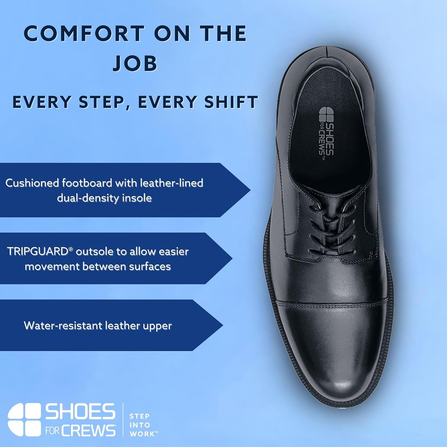 Shoes for Crews Men's Slip-Resistant Oxford - Dressy, Comfortable, Non-Slip Work Shoes for Men in Hospitality, Business Casual Settings, Healthcare - Senator