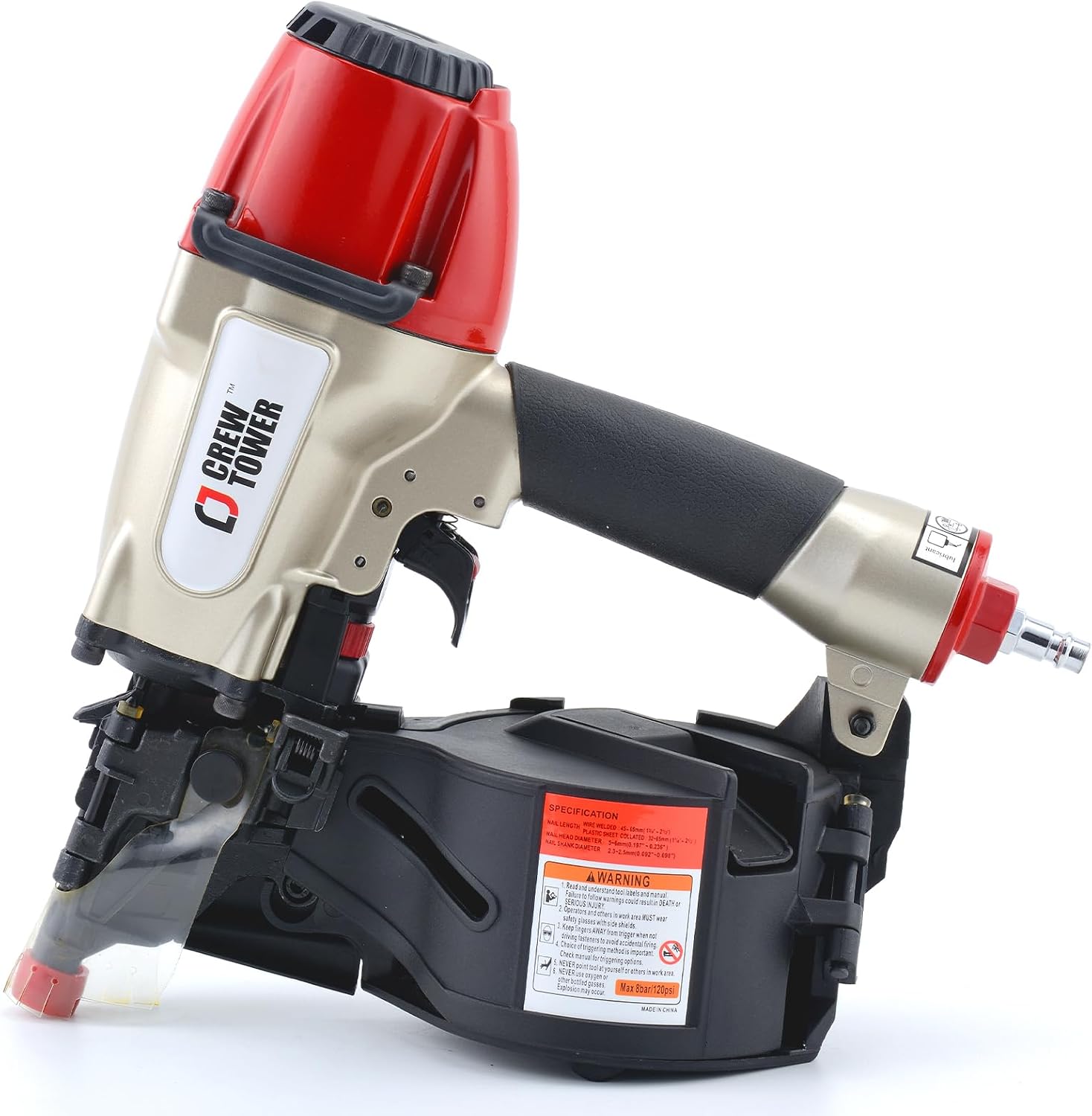Pneumatic Coil Siding Nailer CN565B, 1-1/4' to 2-1/2' | 15 Gauge Siding Nail Gun. Quick jam release and tool-free depth adjustment for siding, fencing, sheathing & roof decking.
