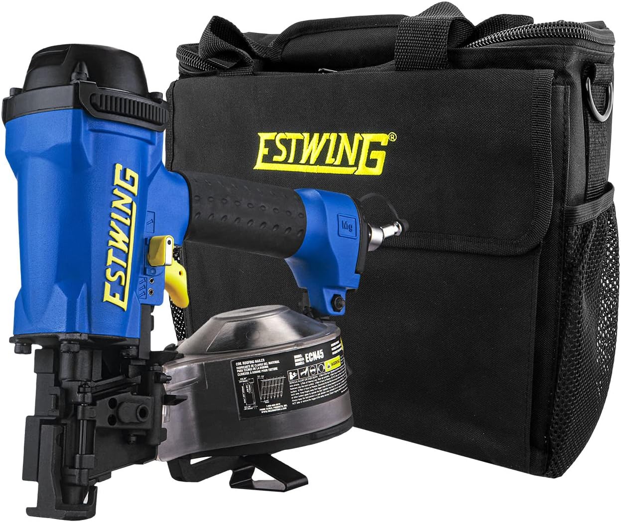 Estwing ECN45 Pneumatic 15 Degree 1-3/4' Coil Roofing Nailer with 1/4' NPT Industrial Swivel Fitting and Bag