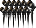 Low Voltage Landscape Spotlights 20W Halogen Spot Lights 12V AC 12PK Outdoor Black Landscape Lighting Kit with Spike Stakes and Connectors 145 Lumen for Garden Lawn