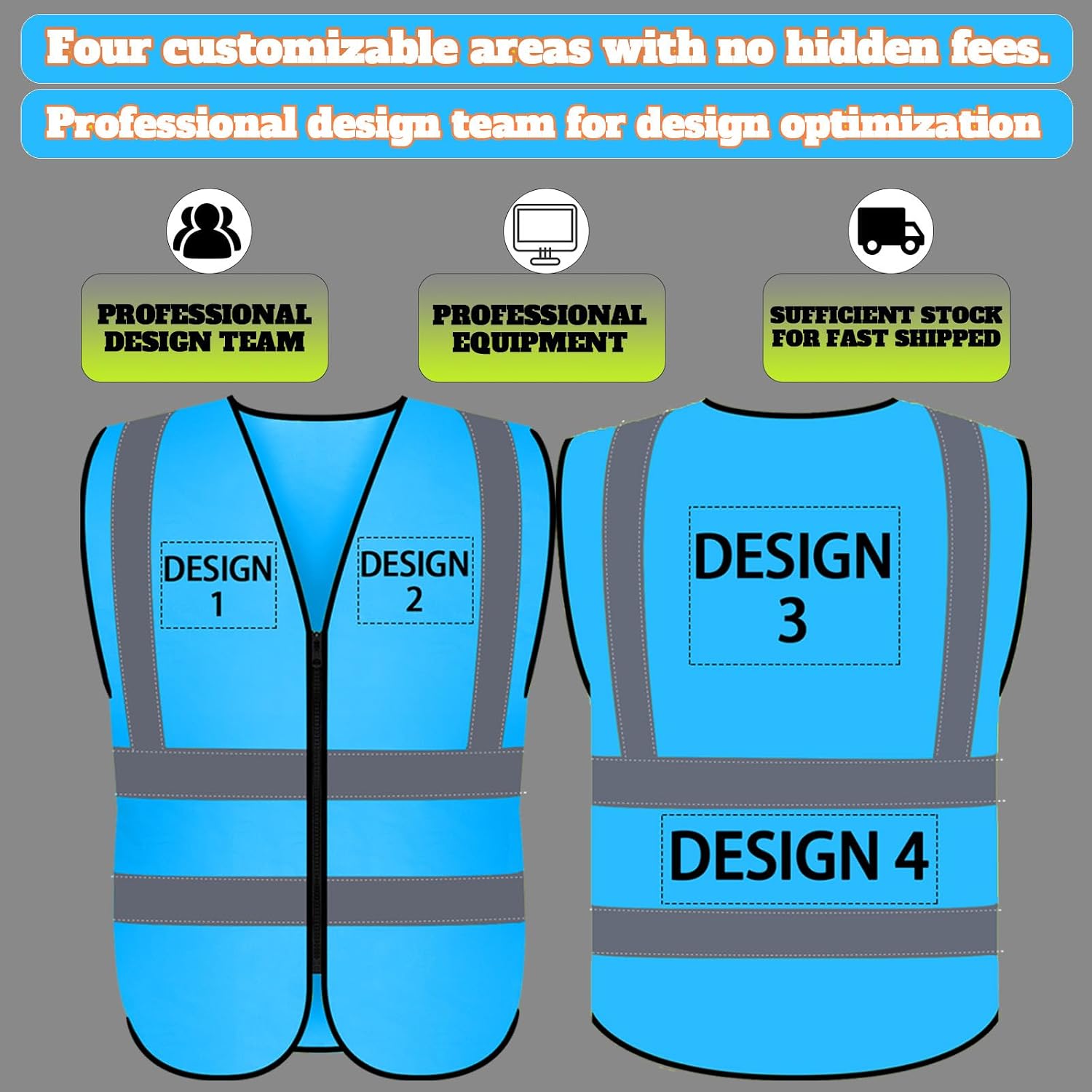 BeautyWill Bulk Custom Logo Safety Vest High Visibility Reflective Work Vests