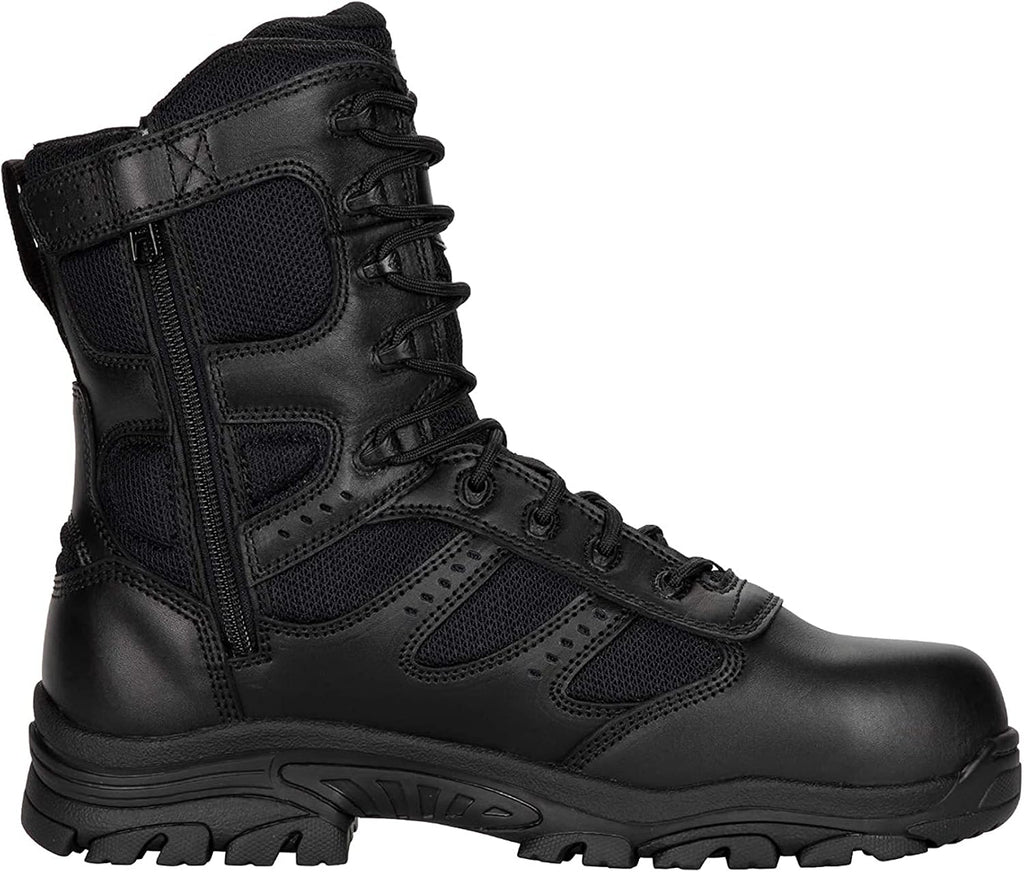 Thorogood Deuce 8' Waterproof Side-Zip Tactical Boots for Men and Women with Composite Safety Toe, Full-Grain Leather, and Slip-Resistant Outsole; BBP & Rated