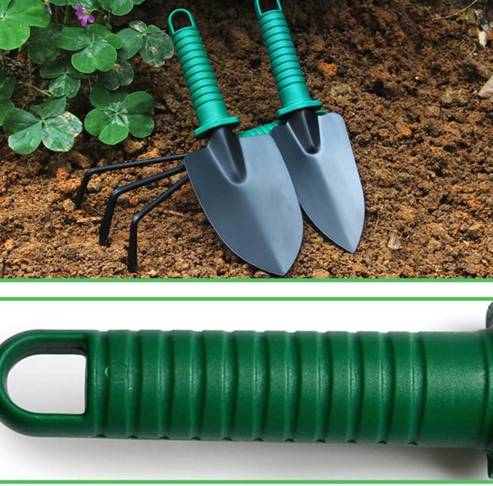 Garden Tools Set, 5 Pieces Gardening Tools, Garden Hand Tools with Carrying Case & Purple Floral Print Ergonomic Handle (Color : Green)