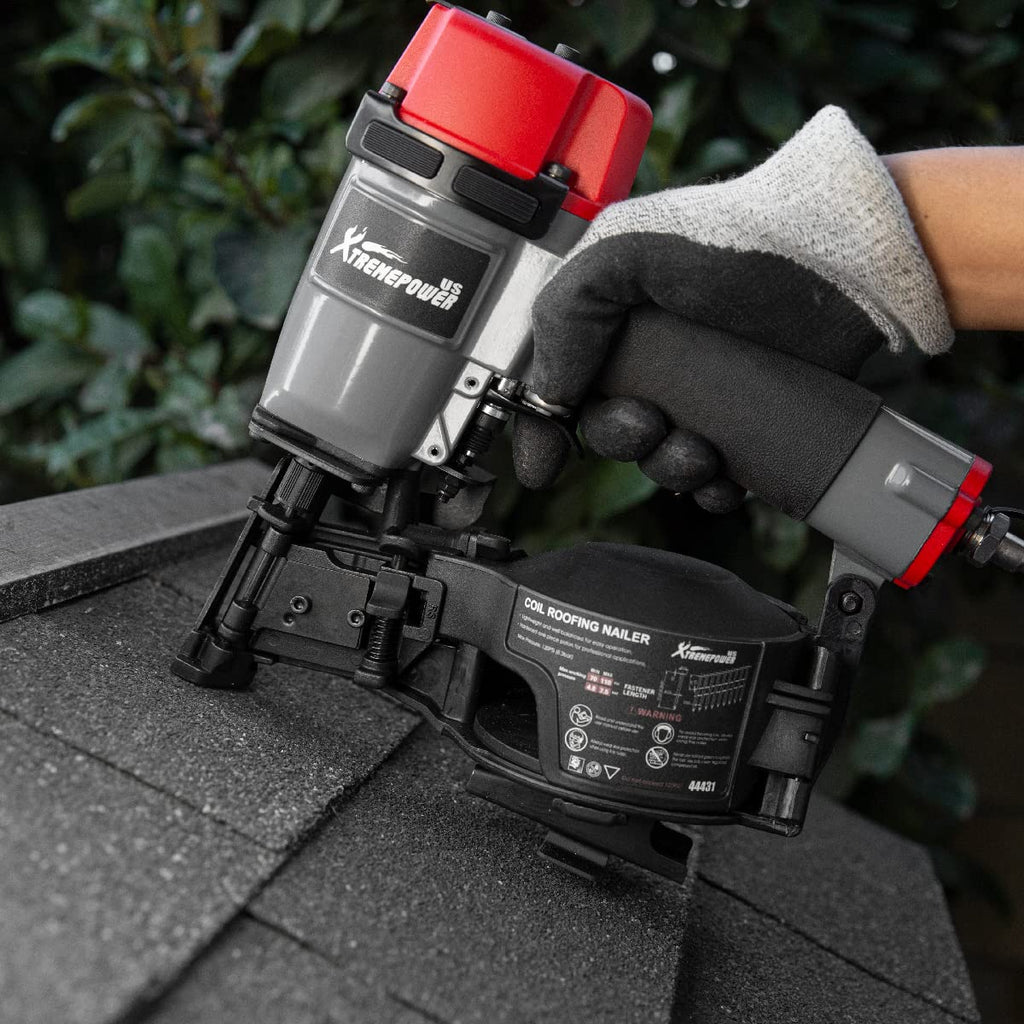 XtremepowerUS Coil Siding Roofing Nailer, Pneumatic Roofing Nails from 7/8' up to 1-3/4', 16 Degree Magazine Patio Roofing Nail Gun