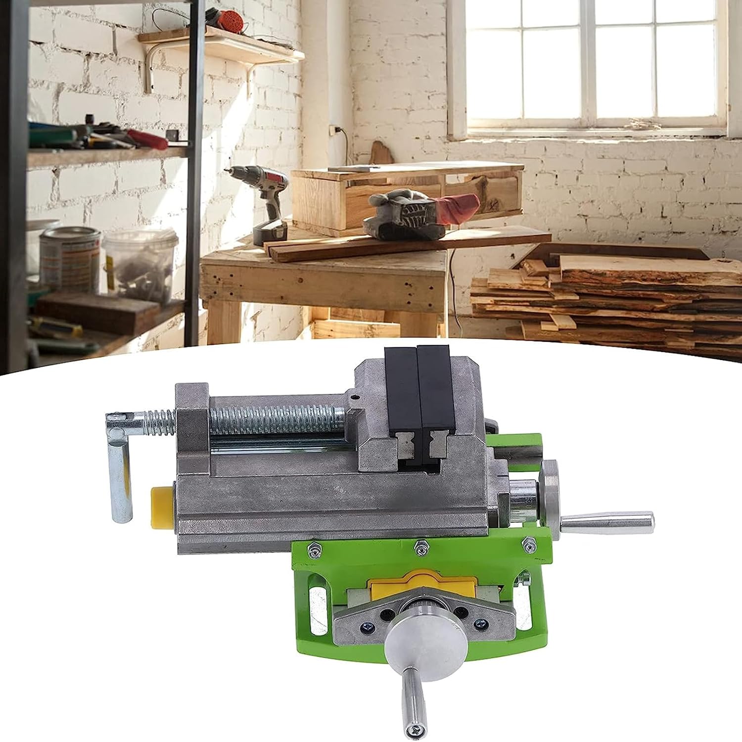 70mm Cross Slide Drill Press Vise,Bench Vise,2-axis adjustable mini drilling and milling machine,Bench Top Mount Cross Sliding Vise with Rotating Handle for Wood Working