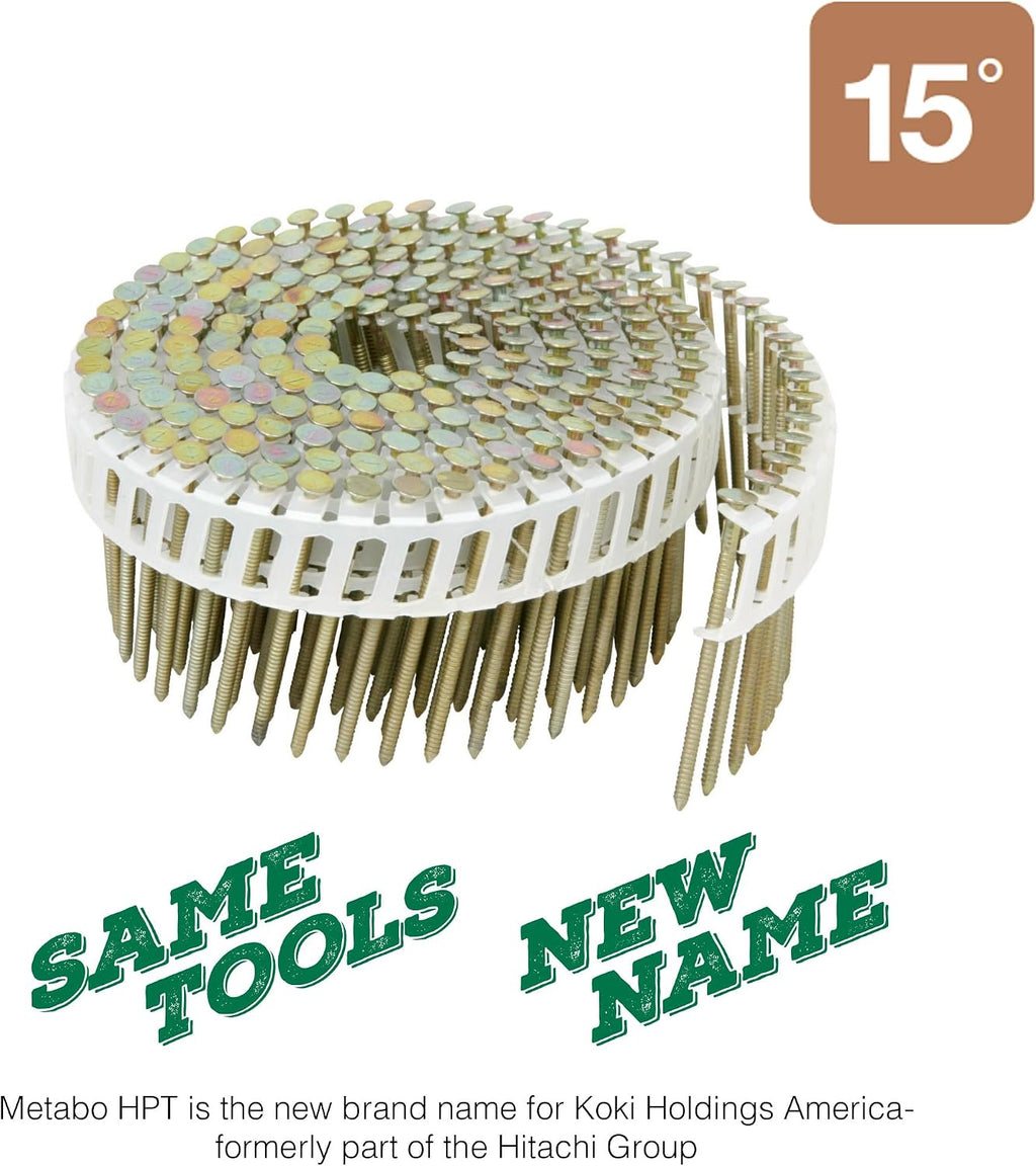 Metabo HPT 13388HPT Plastic Sheet Hot Dipped Galvanized Coil Fiber Cement Nails 2-1/4' x .092 SM | 4800 Count