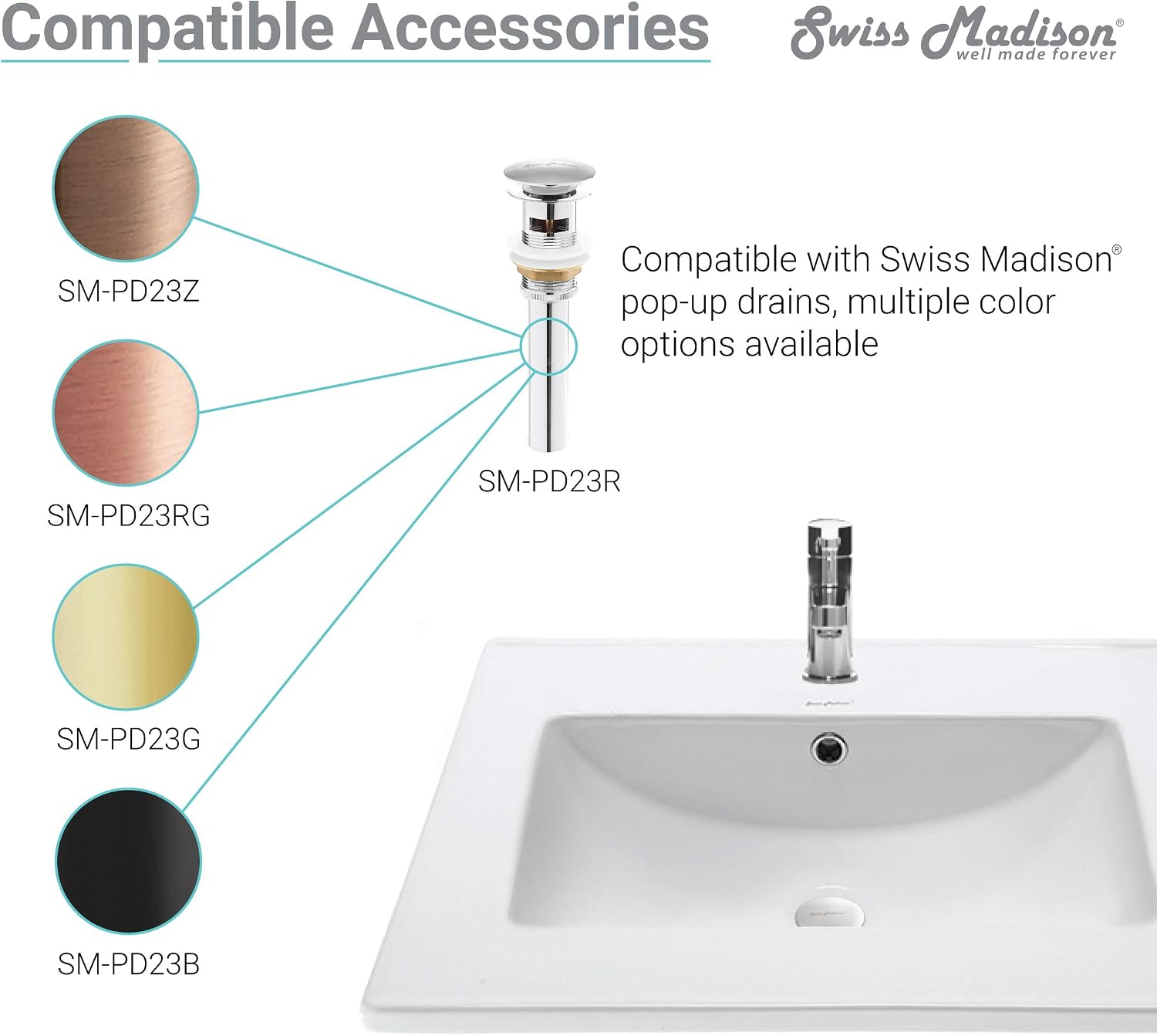 Swiss Madison Well Made Forever SM-VT328 Voltaire Vanity Top Sink, Glossy White