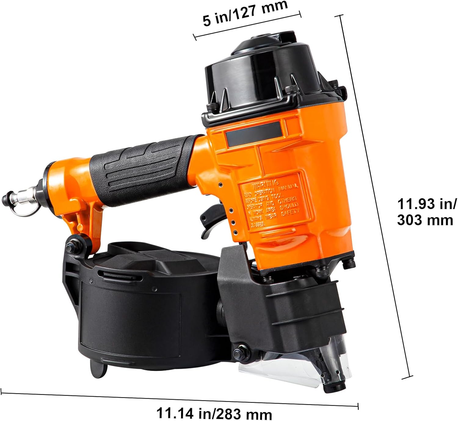 Happybuy Coil Siding Nailer MCN55, 1 inch to 2-1/4 inch 15 Degree Pneumatic Siding Nail Gun, 70-120PSI Air Coil Nailer for Siding, Pallet Sheathing, Fencing, Decking
