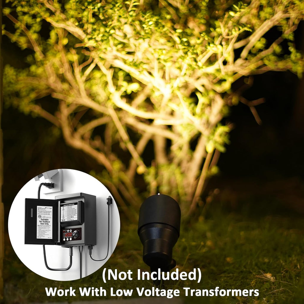 Landscape Spotlights Low Voltage Spot Lights Outdoor Lighting 8PK 6W LED 145 Lumens Weatherproof Floodlights 12V AC Metal Yard Lights with Connectors and Stakes for Tree Building Fence