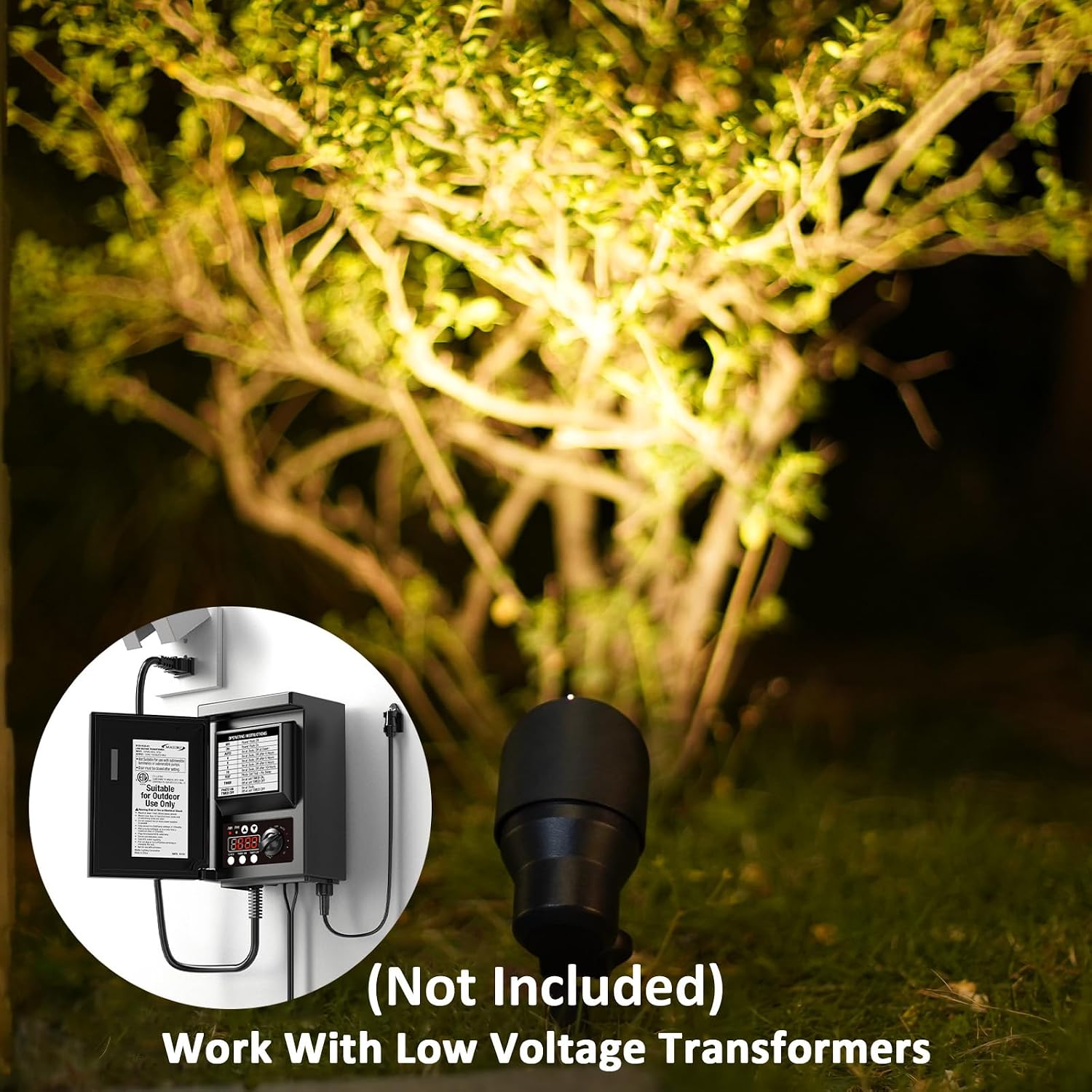 Landscape Spotlights Low Voltage Spot Lights Outdoor Lighting 8PK 6W LED 145 Lumens Weatherproof Floodlights 12V AC Metal Yard Lights with Connectors and Stakes for Tree Building Fence