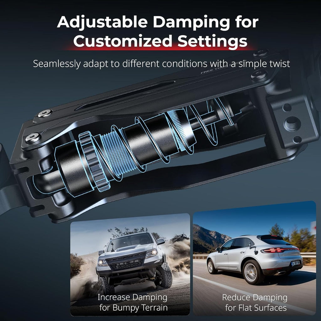 SmallRig Mini Electronic Shock Absorber Arm, 5in Suction Cup Car Mount for DJI Osmo Pocket 4/3/Action 6/5 Pro, for GoPro 13/12, for Insta360 X5/4/Ace Pro2, 2000mAh Double Spring Hydraulic Damping-5507