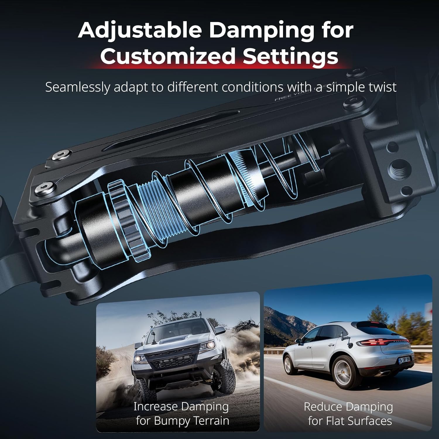 SmallRig Mini Electronic Shock Absorber Arm, 5in Suction Cup Car Mount for DJI Osmo Pocket 4/3/Action 6/5 Pro, for GoPro 13/12, for Insta360 X5/4/Ace Pro2, 2000mAh Double Spring Hydraulic Damping-5507