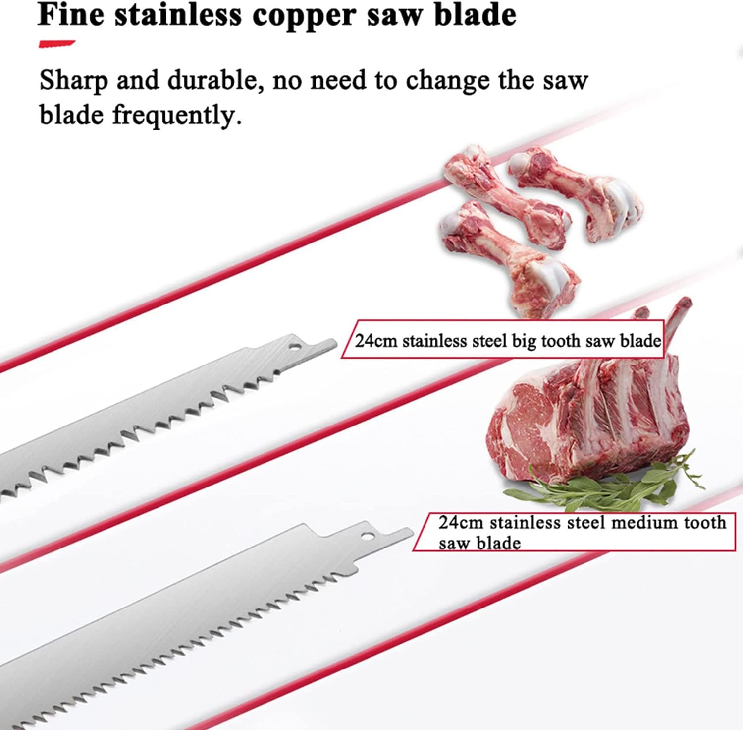 900W/1300W Portable Cordless Reciprocating Saw - Professional Multifunctional Meat & Bone Cutting Machine with 180° Rotating Body for Pork, Fish, and Ribs(Red,900W)