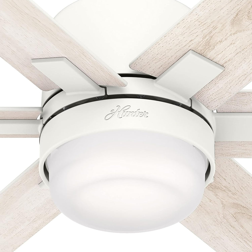 Hunter Fan 44 inch Casual Matte White Indoor Ceiling Fan with LED Light Kit, Holiday Gift for Bedroom, Living Room/Family Room, Dining Room, Kitchen, Office (Renewed)