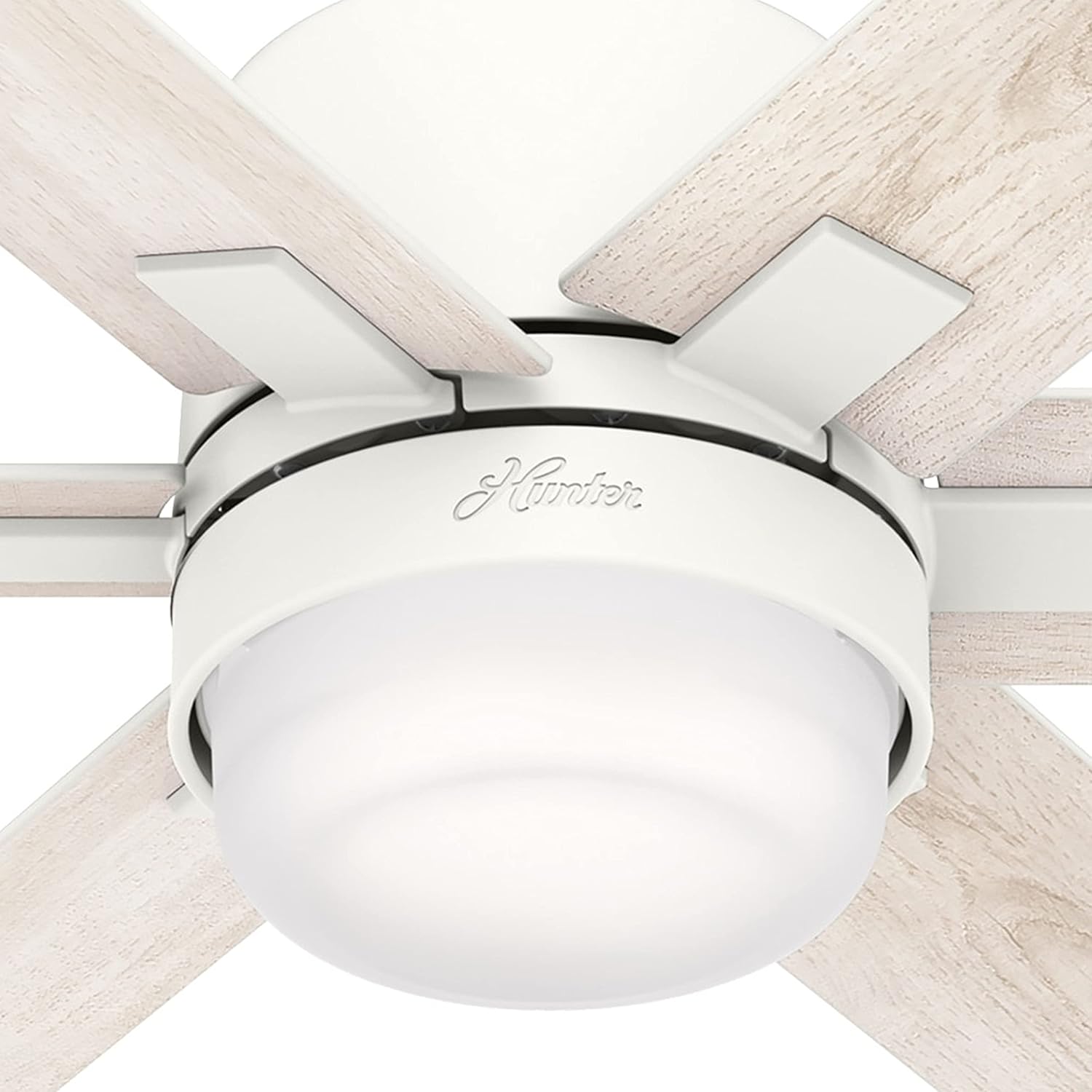 Hunter Fan 44 inch Casual Matte White Indoor Ceiling Fan with LED Light Kit, Holiday Gift for Bedroom, Living Room/Family Room, Dining Room, Kitchen, Office (Renewed)