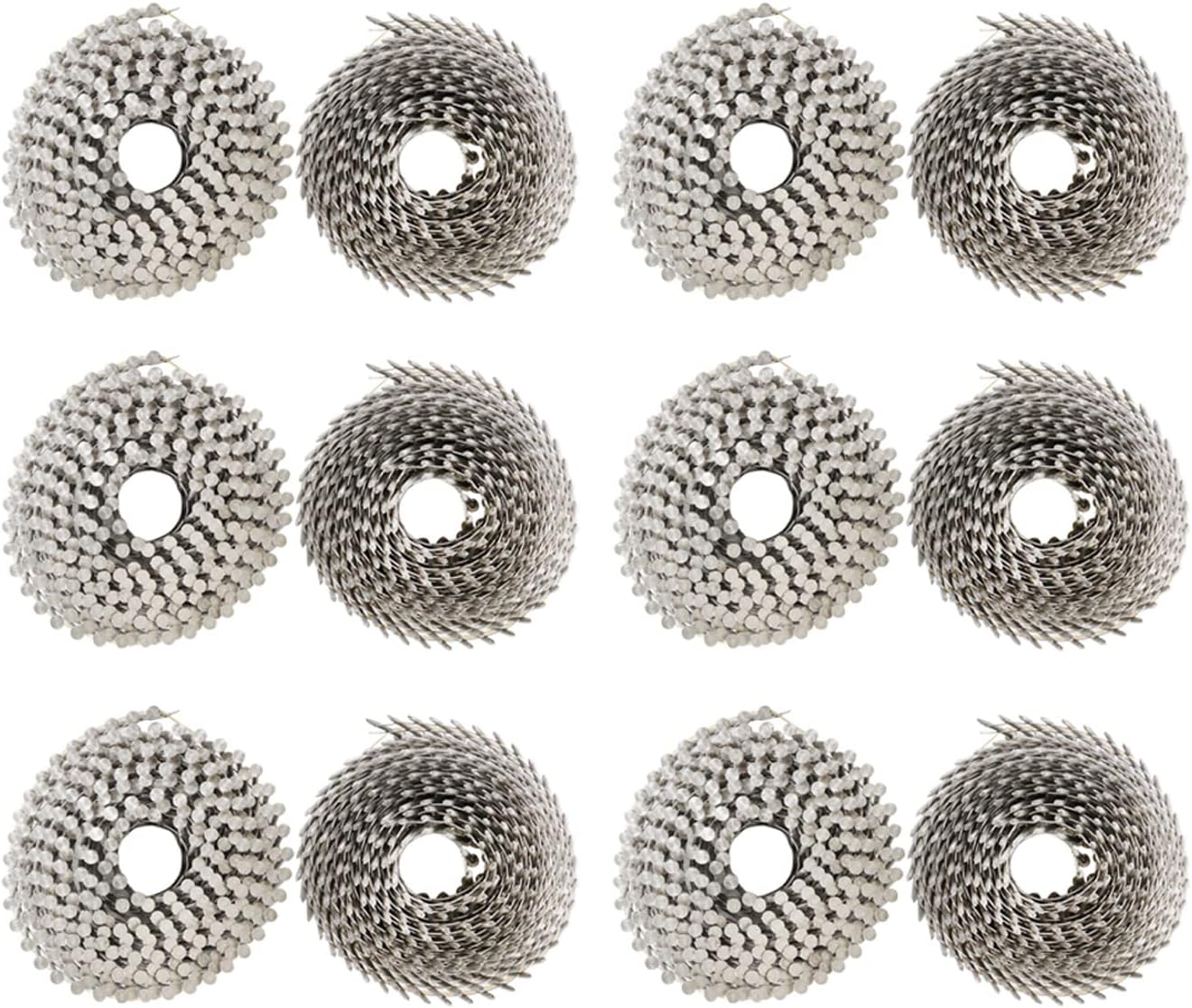 3600 Stainless Coil Siding Nails 15 Degree Coils 2 Inch, 0.09 Inch Ring Shank, Small Cap Coil Nail, Cap Warp 5.8-6mm for Cement Board Siding or Fencing Applications