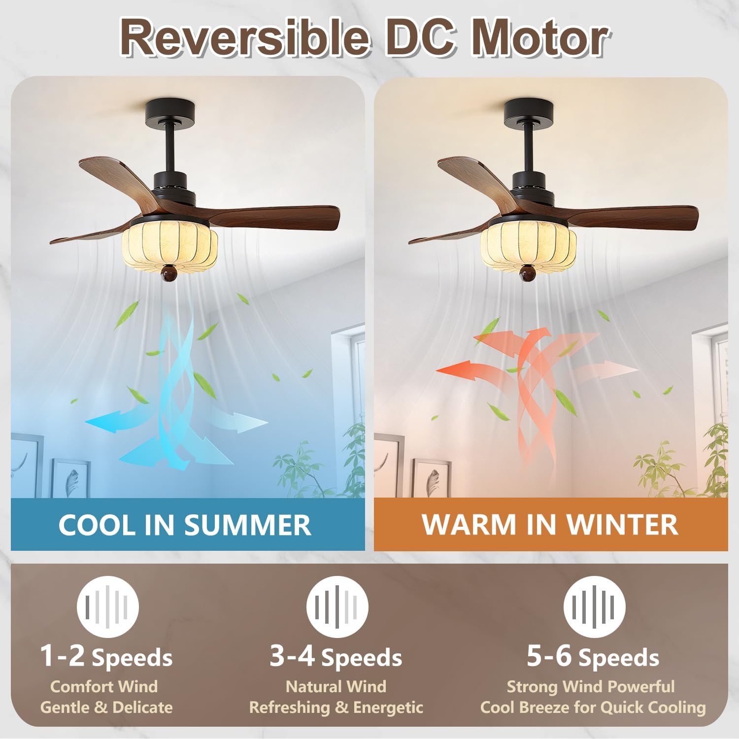 Large Japanese Silk Fabric Ceiling Light Wabi Sabi Round Ceiling Fan with Light Fandelier Ceiling Fan Light with Remote Control 6 Speed Reversible Vintage Flush Mount LED Ceiling Fans Lights