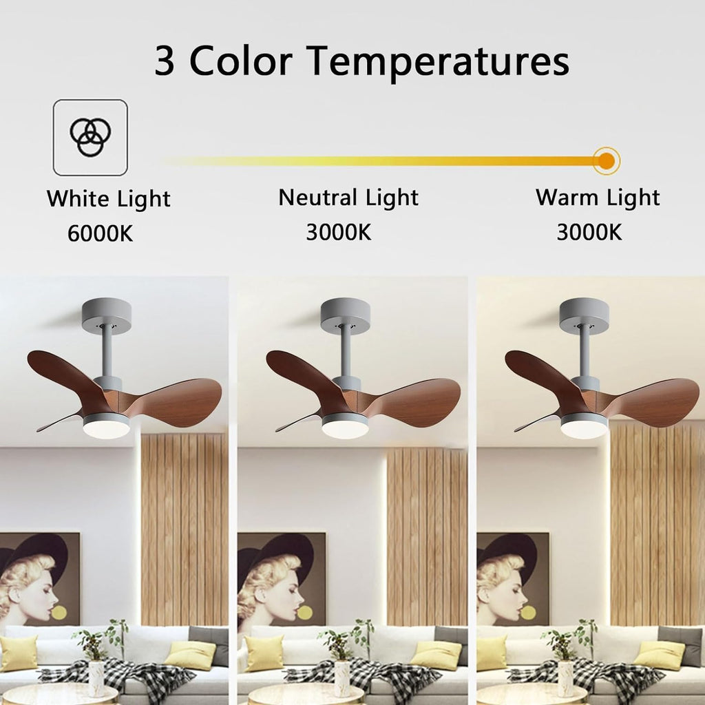 LED Fandelier Ceiling Fan with Light for Kids Room Small Kitchen Ceiling Fan Light with Remote Control Dimmable Large Ceiling Light Fan Chandelier for Living Room Children Bedroom Dining Room