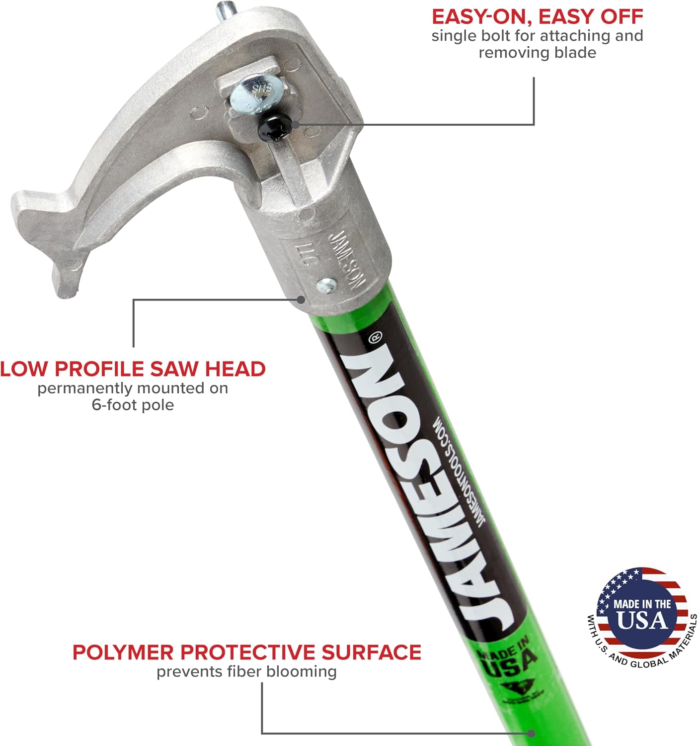 Jameson LS-Series Hollow Core Landscaping Tree Trimming Kit | 16' Barracuda Saw Blade | 18-Foot Reach | Fiberglass Poles with Leaf Spring Locking Buttons | Tree Pruning & Trimming Tool