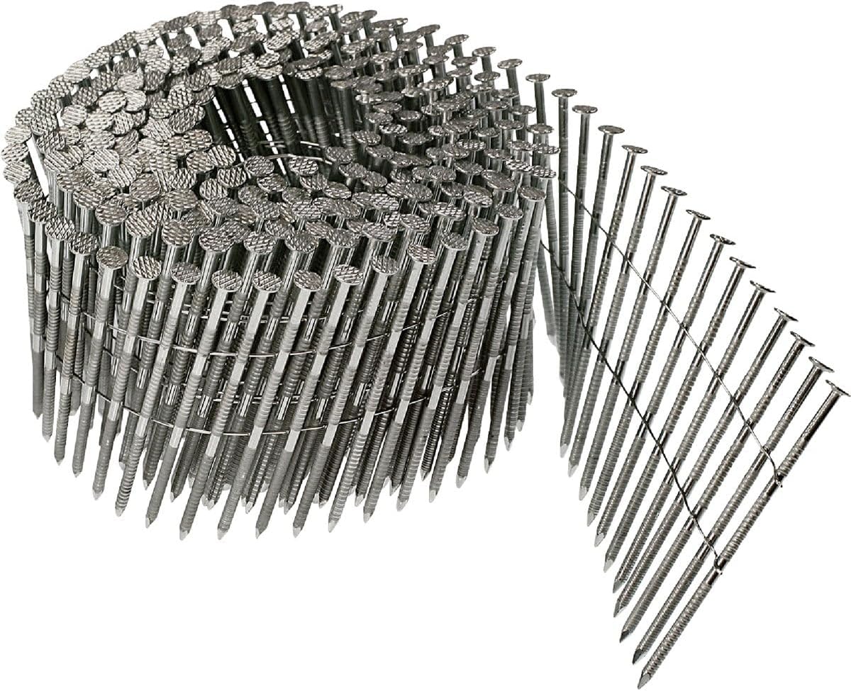 Simpson Strong-Tie S13A200SNC Collated Ring-Shank Siding Nail‚ 2 Inch x 0.221 Inch, 15 Gauge Wire Coil, Full Round Head, Diamond Point, Type 304 Stainless Steel (Pack of 3600)