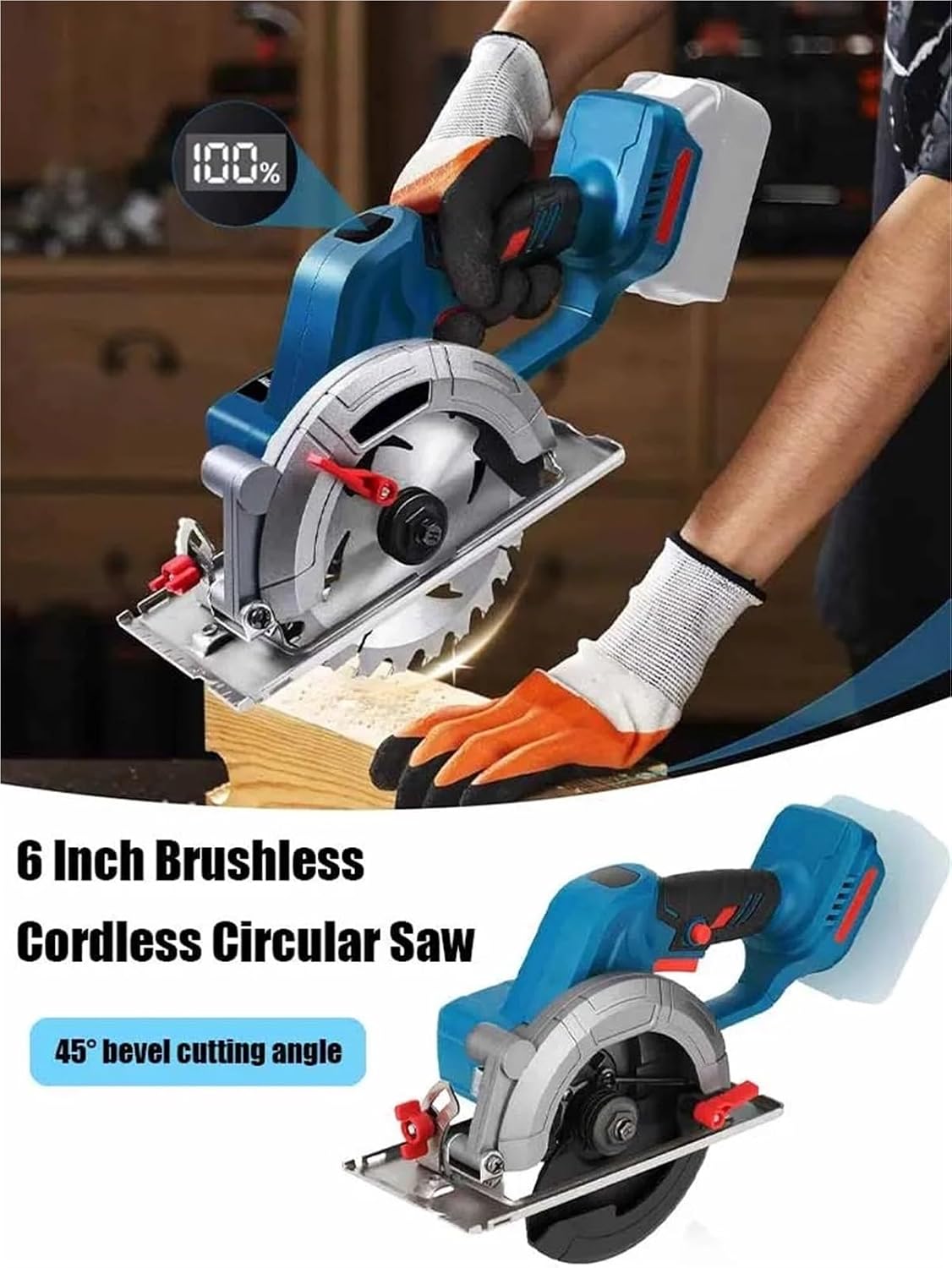 Reciprocating Saw, 6 Inch Brushless Circular Saw Compact Cordless Electric Wood Metal Ceramic Tile Cutter Power Tool