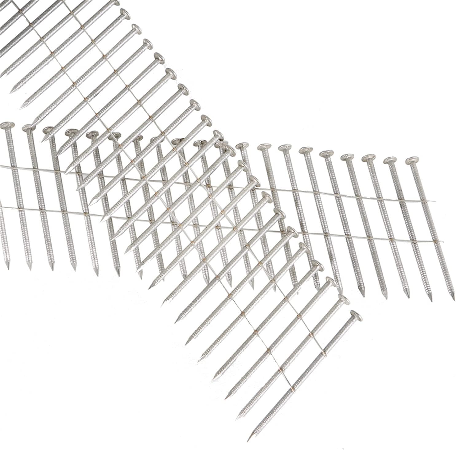3600 Stainless Coil Siding Nails 15 Degree Coils 2-1/2 Inch, 0.09 Inch Ring Shank, Small Cap Coil Nail, Cap Warp 5.8-6mm for Cement Board Siding or Fencing Applications