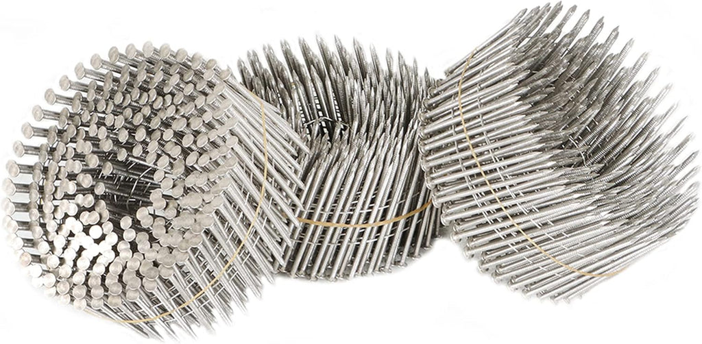 3600 Count Siding Nails Full Round Head Wire Collated 15-Degree 2-1/2 Inch x .090 Inch 304 Stainless Steel Ring Shank Coil Siding Nail