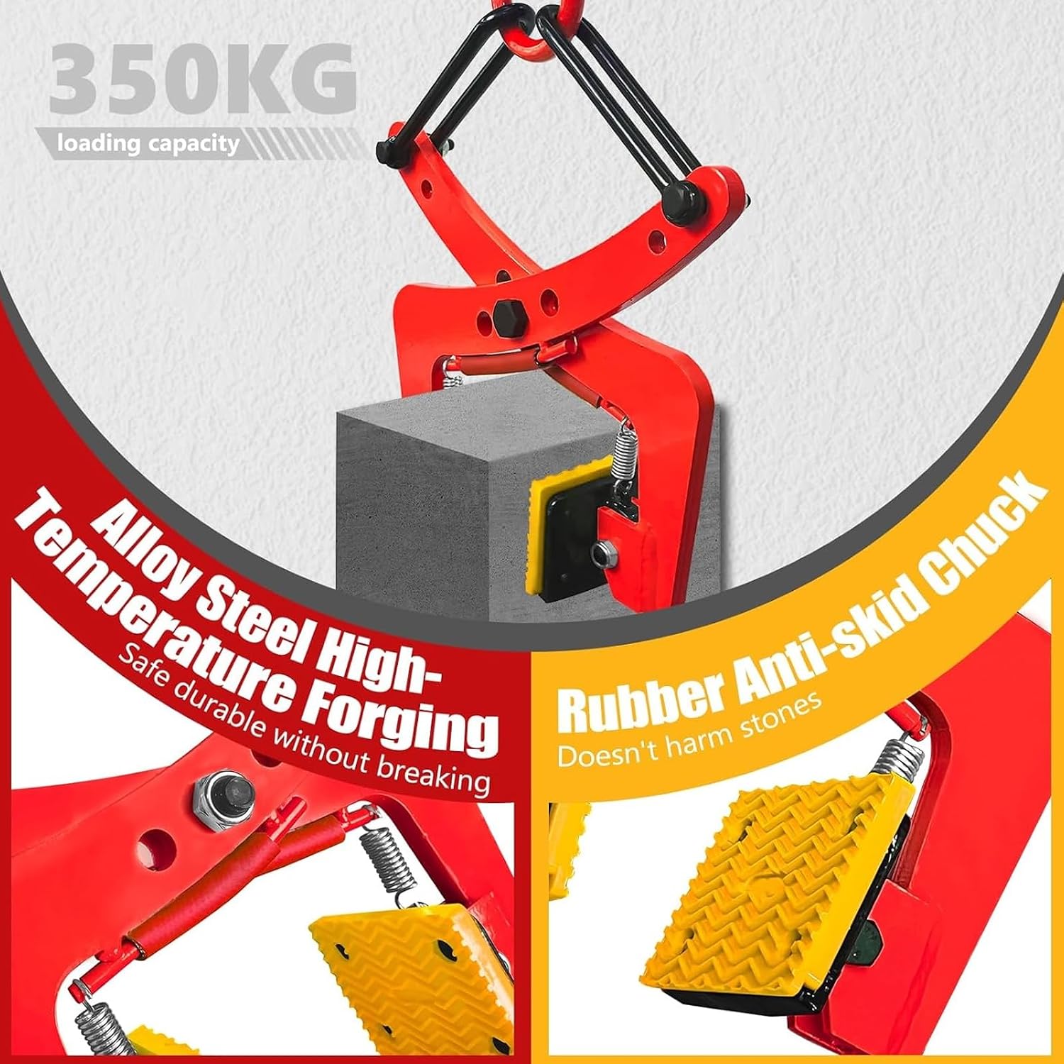 Lifter Dolly with Lifting Clamps, 10-30cm/4-12in Adjustable Heavy Duty Stone Lifting Clamps 260kg/570lbs Lifting Capacity, Swivel Hook