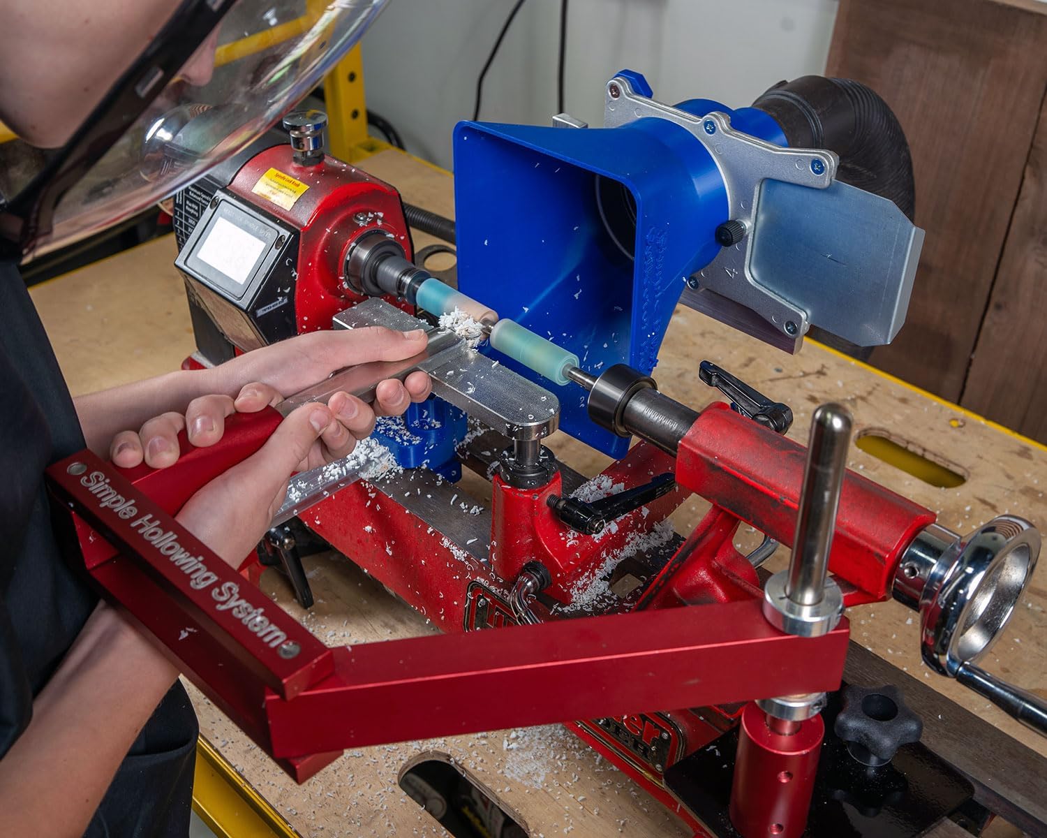 Simple Dust Collection System for Split-Bed Wood Lathe (Fits 4' Tubing, TurnCrafter Commander 10' Midi Lathe)