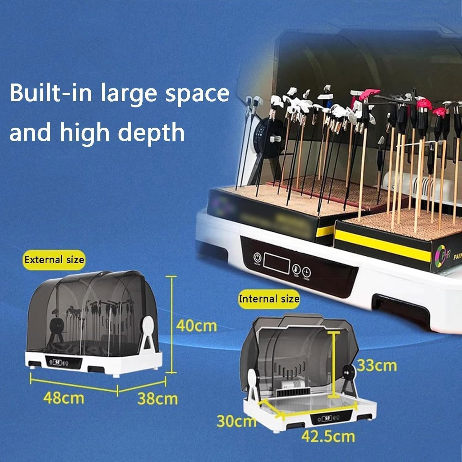 200W Airbrush Spray Booth Kit, Airbrush Drybooth with Water Filter Box and Dust Cover, 20-50℃ Temperature Adjustment&10-180min Time Setting&90° Clamshell Design, for Painting Model Craft Hobby DIY