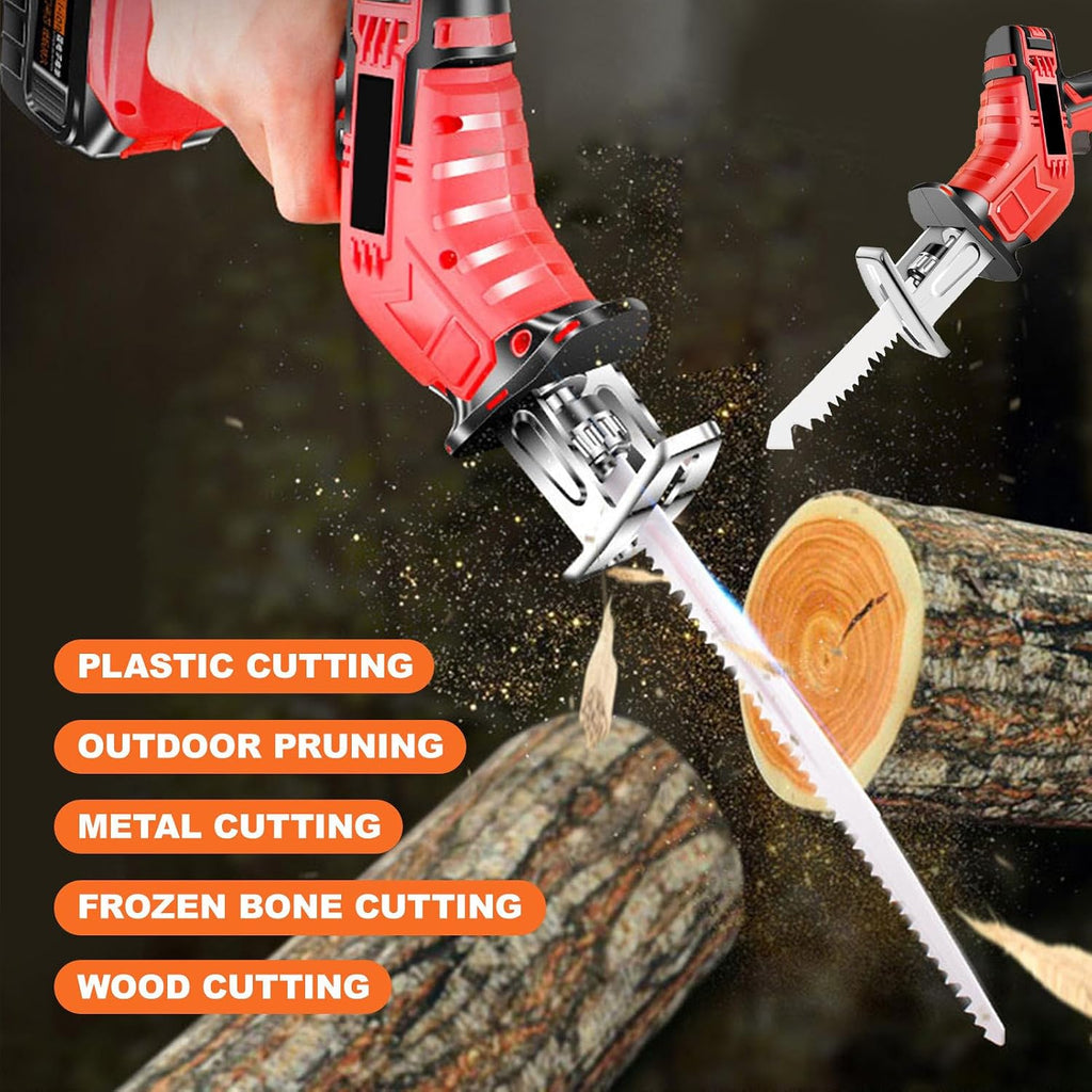 Professional Butcher Bone Saw-Cordless Reciprocating Saw with 5 Blades,Handheld Electric Bone Meat Cutter Tool, Multifunctional Meat Bone Saw for Bone/Meat/Wood/Metal/PVC Cuting,1Battery