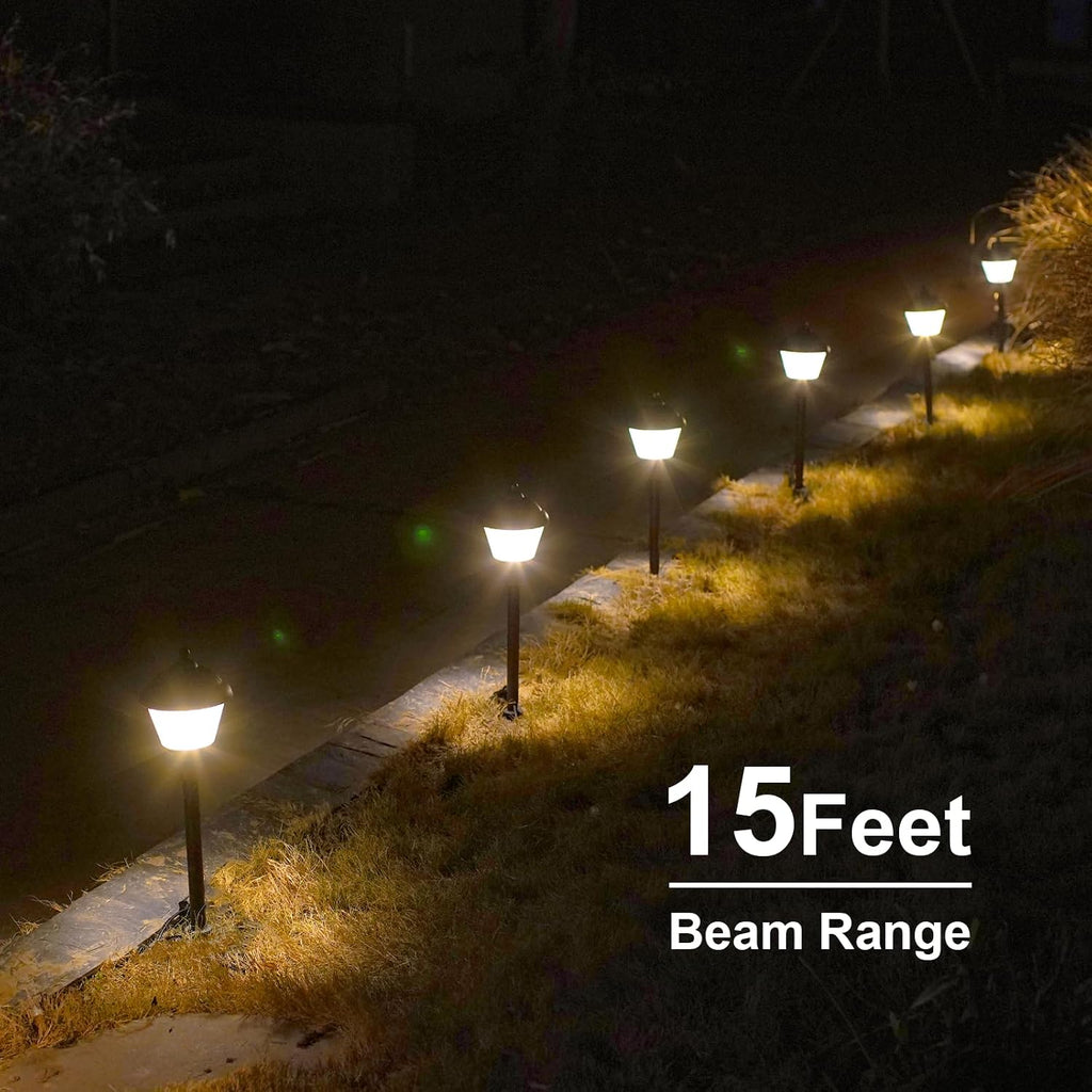 GOODSMANN Pathway Lights 1.5W LED 6PK Outdoor Low Voltage Landscape Lighting Kits 100 Lumen Hardwired Path Light 3000K Warm White Metal 12V Bronze Electric Sidewalk Walkway Lights with Cable Connector