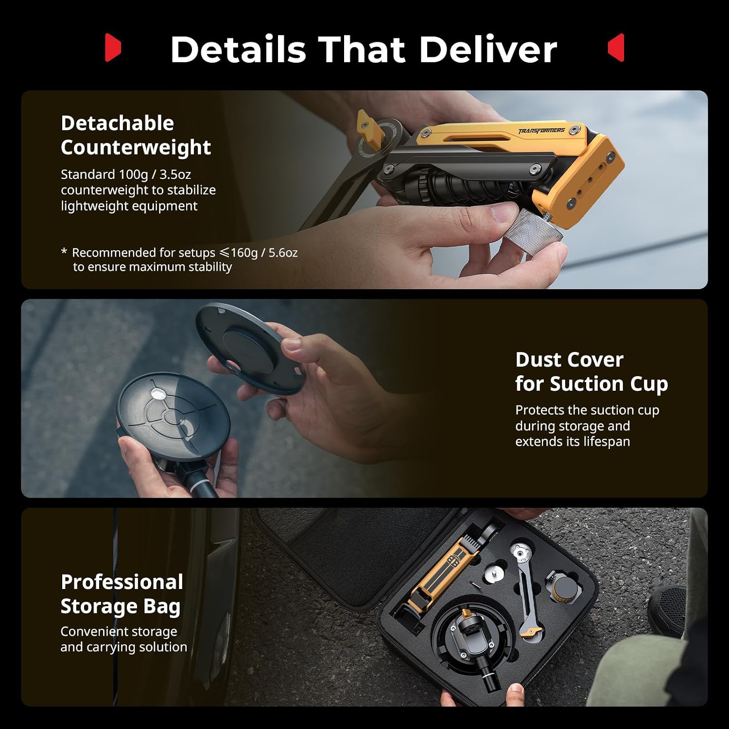 SMALLRIG Mini Shock Absorber Arm, 4' Vacuum Suction Cup, Double Spring and Hydraulic Damping, Car Mount for DJI Action 6/5 Pro/Pocket 3, for GoPro Hero 13/12, for Insta360 X5/4(Bumblebee Edition)-5528
