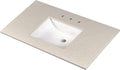 MSI Iced White Vanity Top with Under Mount Rectangle Ceramic Sinks, Engineered Marble Stone, 4' CC Faucet Holes, 49'X22'