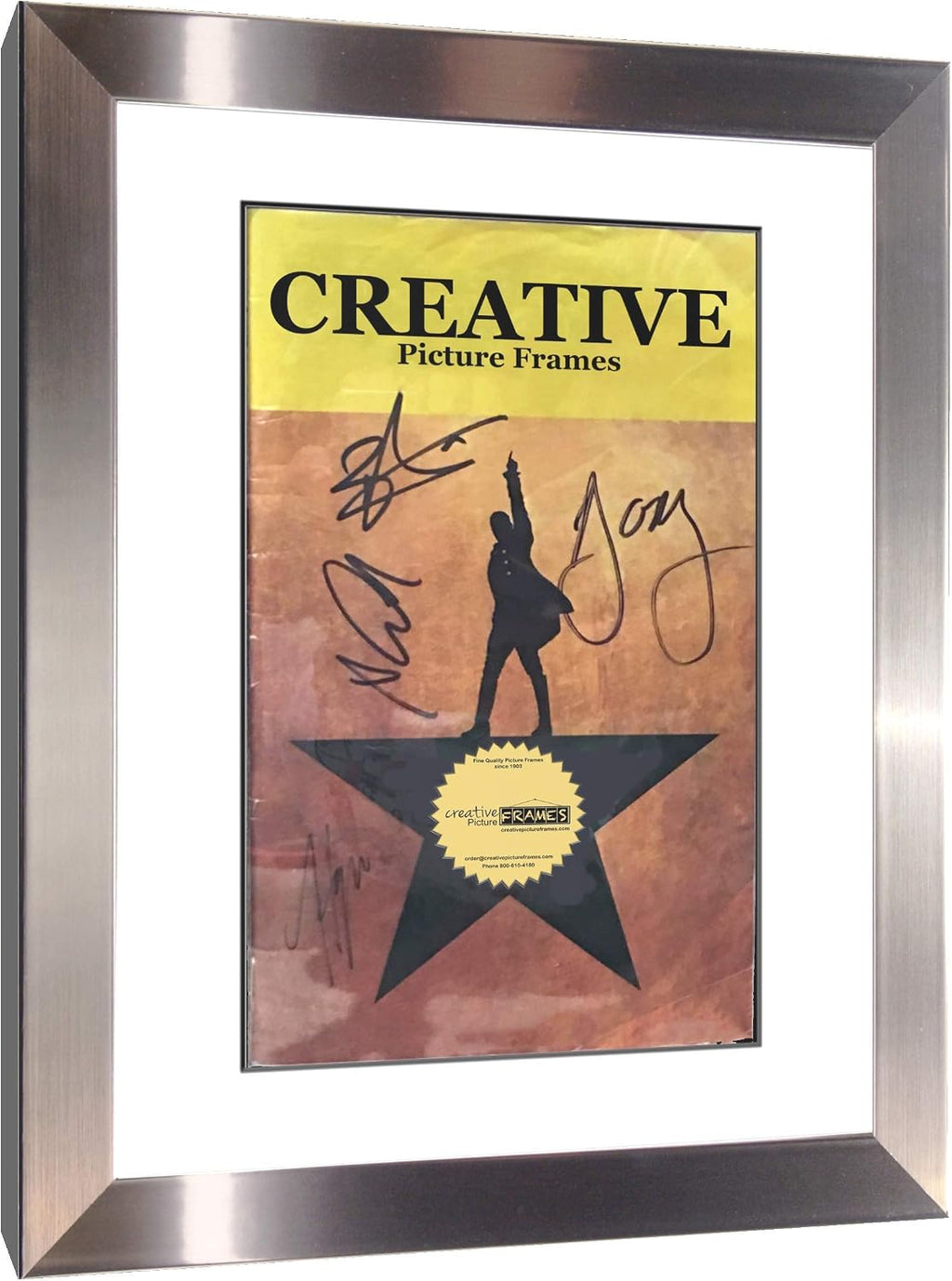 Creative Picture Frames [4pk8.5x11ss-w Stainless Steel Theatre Frame with White Matting to Holds 5.5x8.5-inch Media with Installed Hanger and Stand (Theatre Bill Not Included Pack of 4)