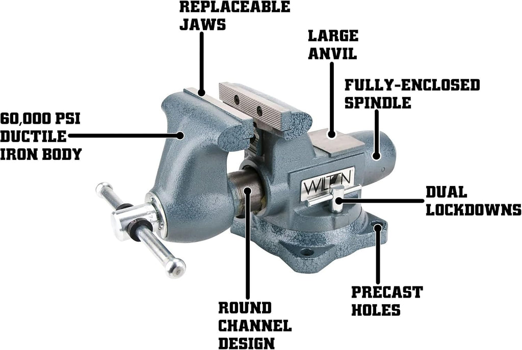 Wilton Tradesman Bench Vise, 8' Jaw Width, 7' Max Jaw Opening, 4-3/4' Throat (Model 1780A)