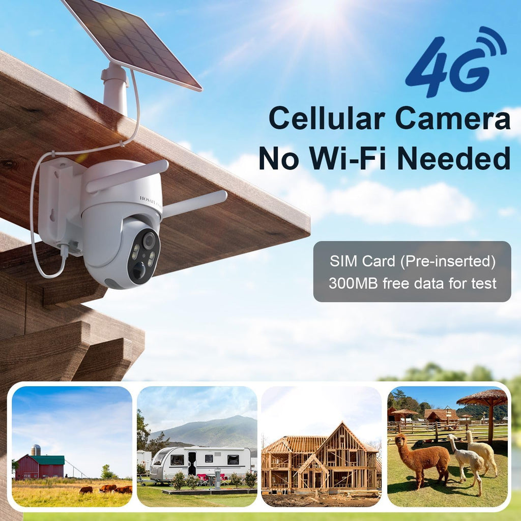 4G LTE Cellular Security Cameras Wireless Outdoor, Free Cloud Storage, 2K No WiFi Security Camera, Solar Camera Outdoor Wireless, Human Detection, 360 PTZ, 2-Way Talk, IP66 (Global Version)
