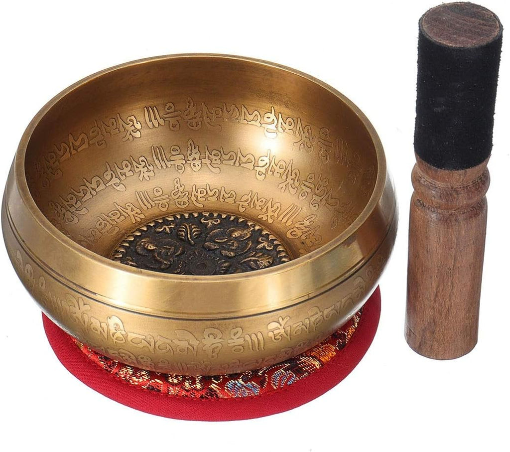 Tibetan Singing Bowl Buddhist Chanting Sound Wooden Mallet Copper Handmade