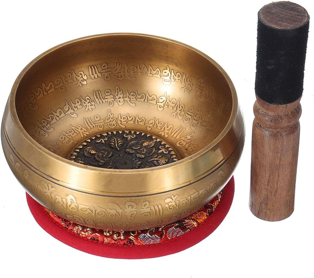 Tibetan Singing Bowl Buddhist Chanting Sound Wooden Mallet Copper Handmade