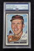 Rare 1965 BROOKS ROBINSON Signed TOPPS Card-HALL OF FAME-BALTIMORE ORIOLES-PSA - Baseball Slabbed Autographed Cards