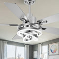 52' Chandelier Ceiling Fans with Lights Remote Control, Farmhouse Ceiling Fan with Light, DIY Rings LED Fandelier Ceiling Fan with Reversible DC Motor 6 Speeds Dimmable for Living Room Bedroom