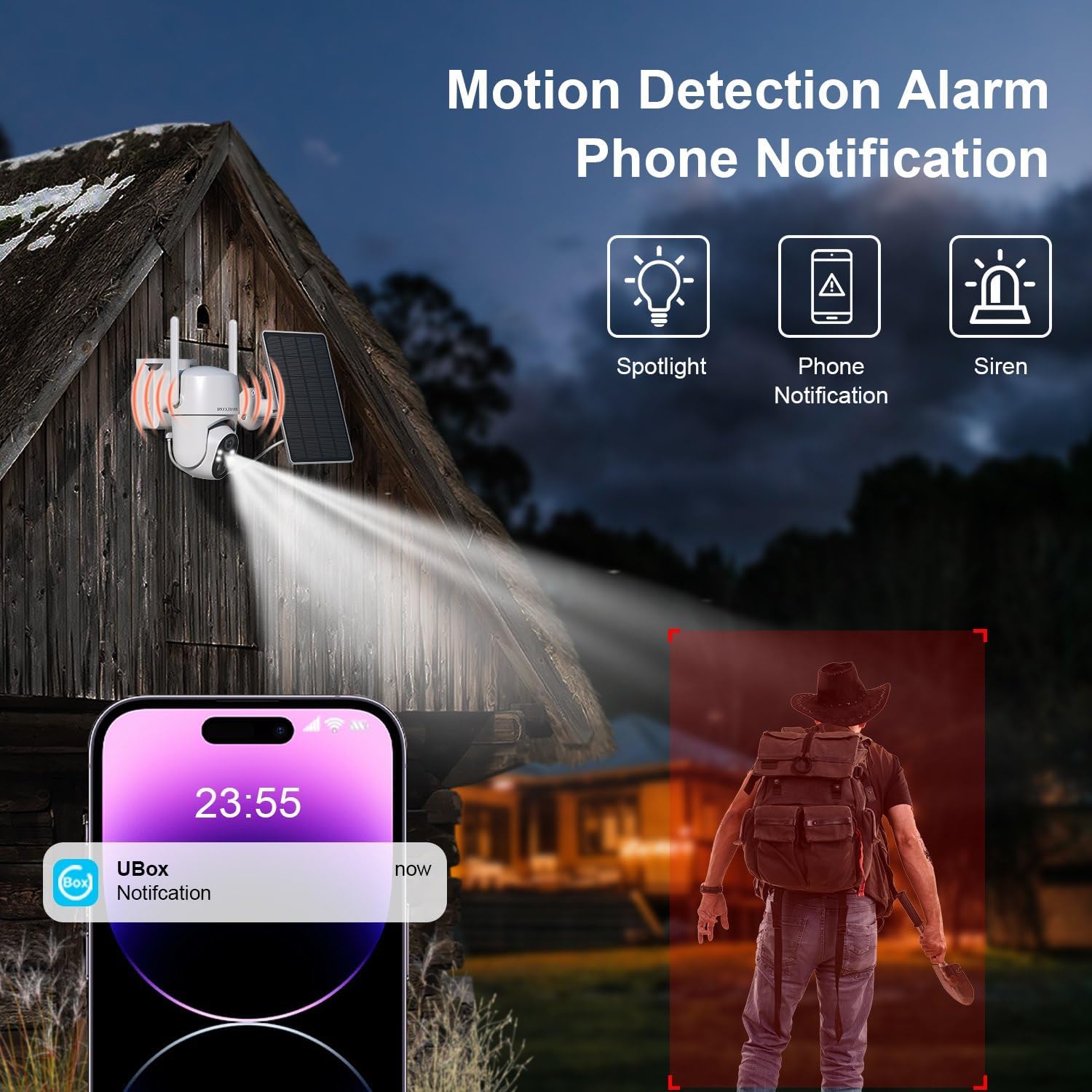 4G LTE Cellular Security Cameras Wireless Outdoor, Free Cloud Storage, 2K No WiFi Security Camera, Solar Camera Outdoor Wireless, Human Detection, 360 PTZ, 2-Way Talk, IP66 (Global Version)