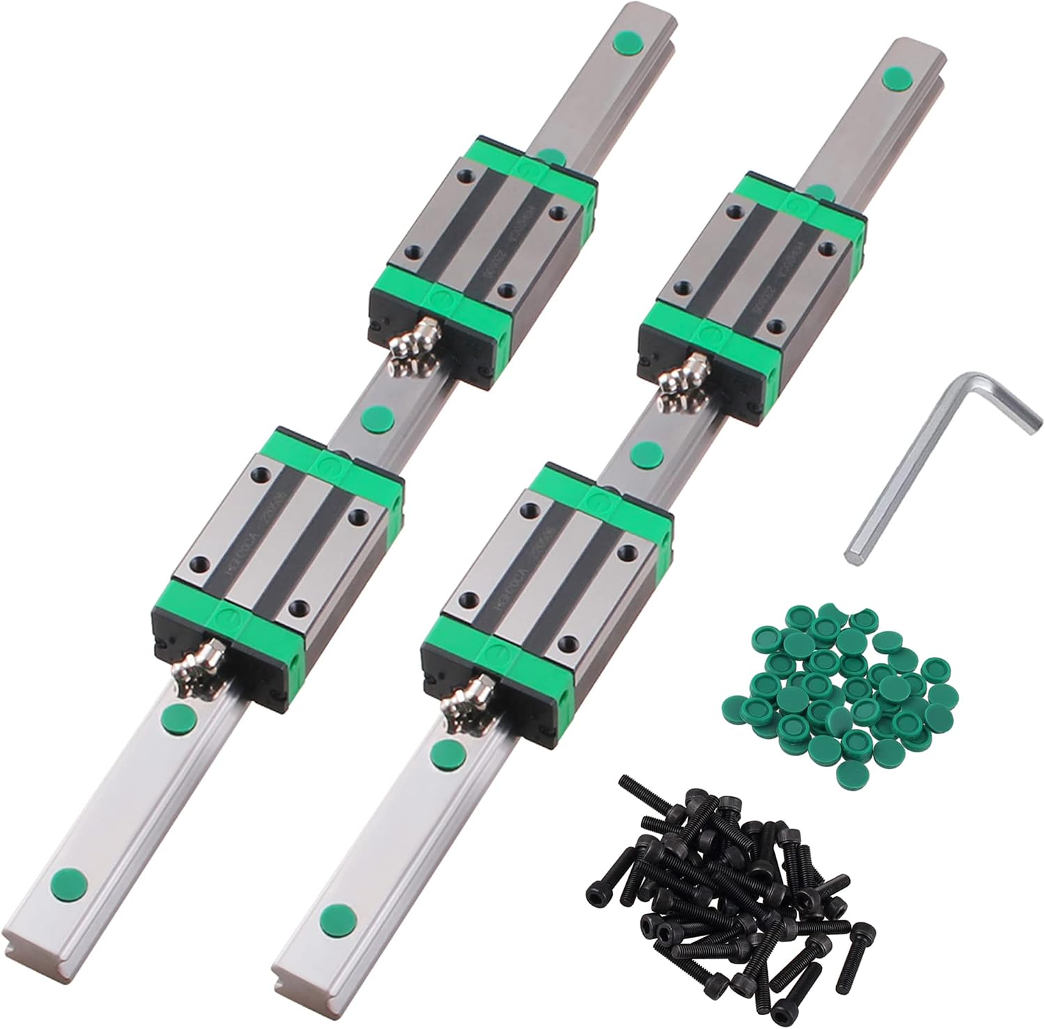 2Pcs Linear Guide Rail kit HGR25-800mm Linear Slide Rails with 4Pcs HGHCA25 HGH25 Linear Blocks Bearing + Dust Cover C6 + Socket Head Cap Screw for DIY CNC Routers Lathes Mills