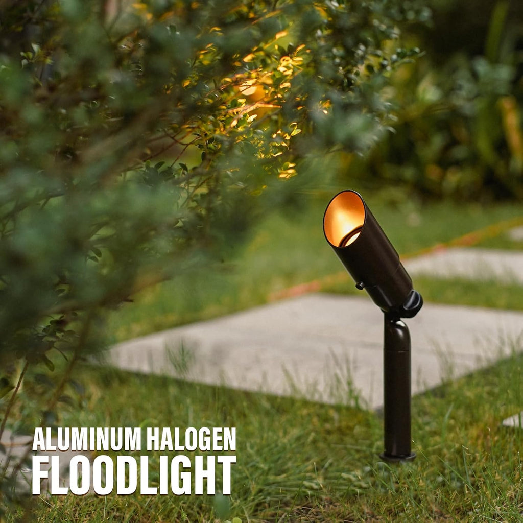 Low Voltage Landscape Lights Kit 8PK Outdoor Spot Lighting 20W 176Lumen Adjustable Spotlights/Floodlight 12V 3000K Warm White Halogen Lights with Connector and Stake