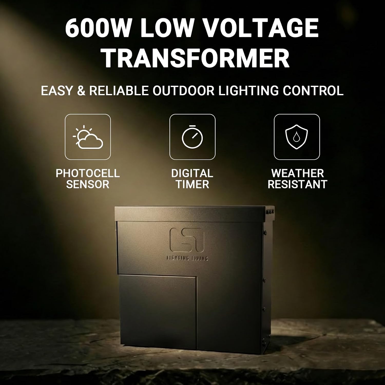 Low Voltage Transformer 600W Landscape Outdoor Lighting Transformer 120V AC to 14V &12V AC Weatherproof for Outdoor Lights, LED Spotlights and Pathway Garden Lighting