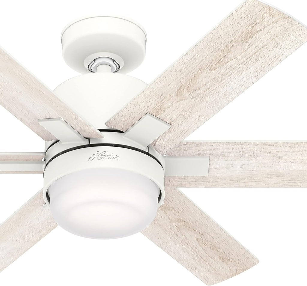 Hunter Fan 44 inch Casual Matte White Indoor Ceiling Fan with LED Light Kit, Holiday Gift for Bedroom, Living Room/Family Room, Dining Room, Kitchen, Office (Renewed)