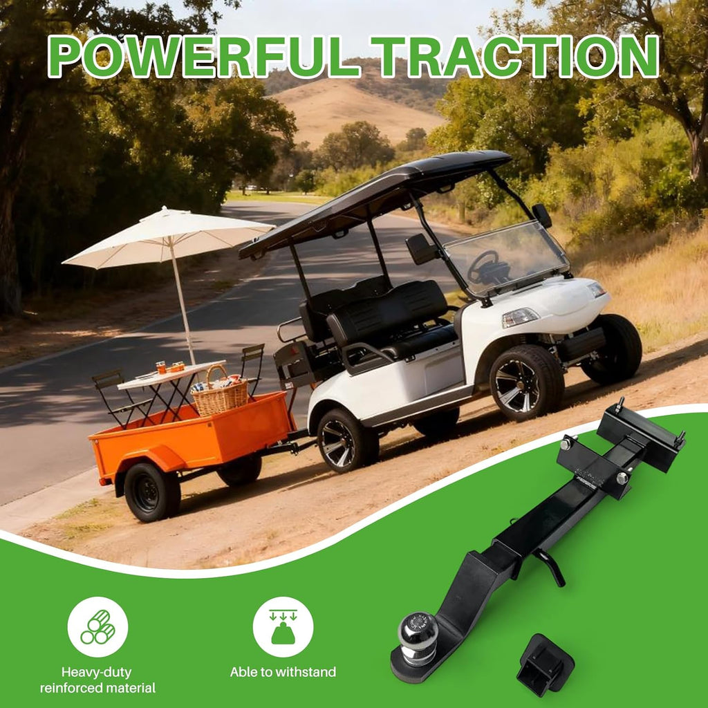 Upgraded Golf Cart Trailer Hitch Kit with 2' Receiver, Heavy Duty Rear Tow Hitch with Trailer Ball, Compatible with Evolution D2 Classic Carrier & Forester Plus, EV Golf Cart Accessories