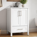 Garvee 24' Bathroom Vanity with Sink, Freestanding Bathroom Sink Cabinet with 2 Soft-Closing Doors & Large Storage Drawer, Wood Vanity Cabinet, Easy Assembly & Cleaning, White