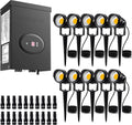 SUNVIE 10 Pack 12W Low Voltage Landscape Lights LED Landscape Lighting AC/DC 12V-24V Outdoor Spotlight, 200W Low Voltage Transformer Waterproof Landscape Lighting Transformer with Timer and Photocell